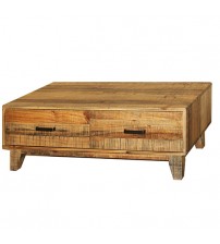 Woodstyle Solid Pine Timber Light Brown 2 Drawers Coffee Table In Rustic Texture